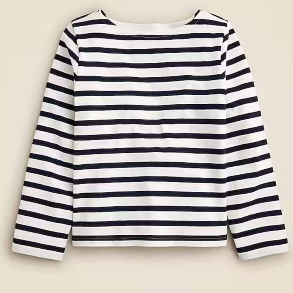 J. Crew Navy and White Striped Long Sleeve Tee